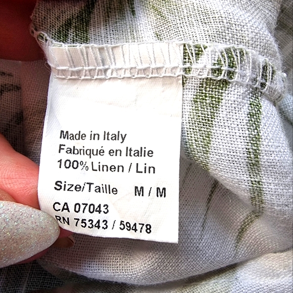 🆕️ FOCUS 100% Linen Tropical Long Sleeve Unisex Button Down Shirt - Picture 8 of 8